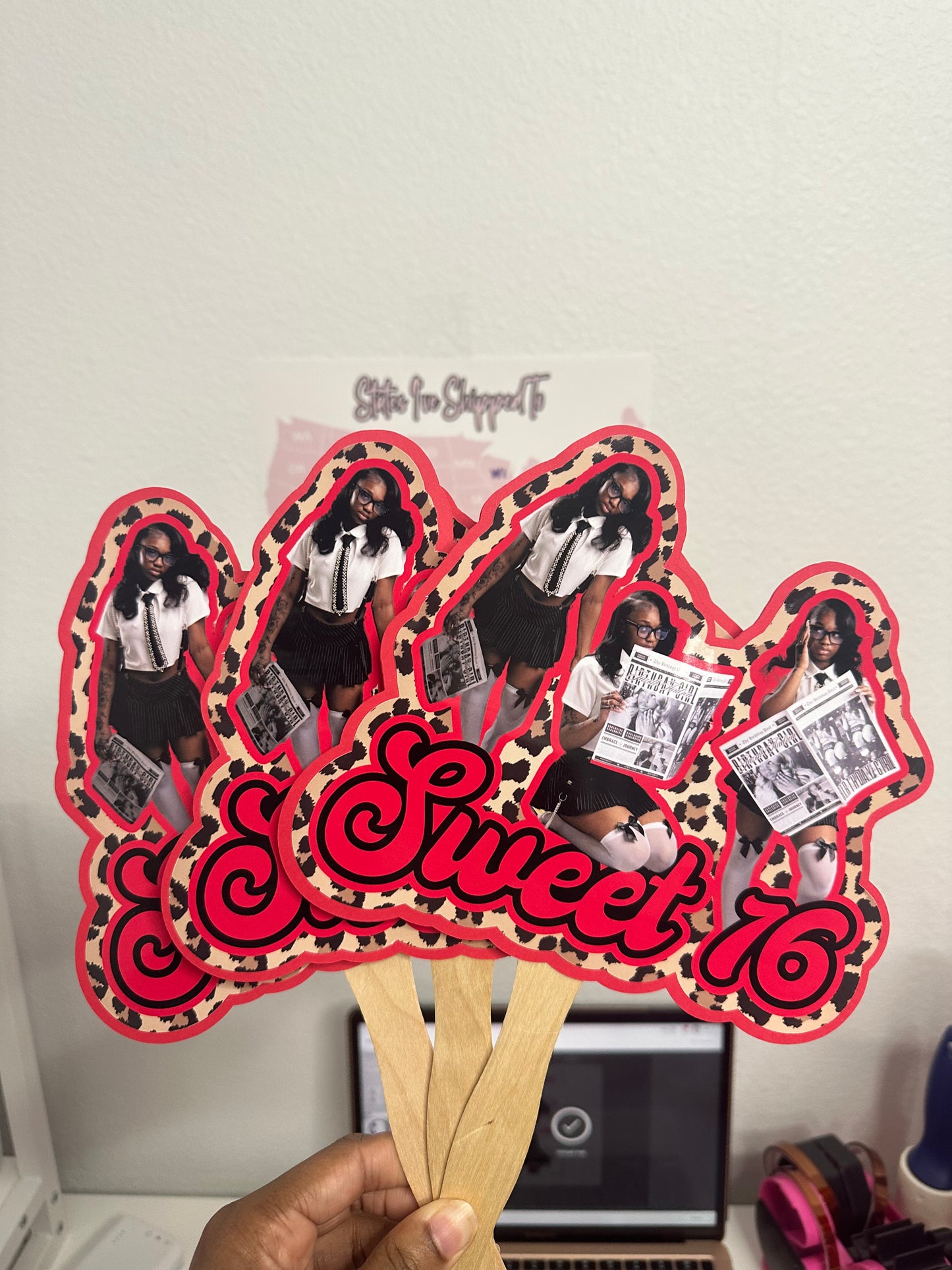 Fans with Wooden Handle Personalized